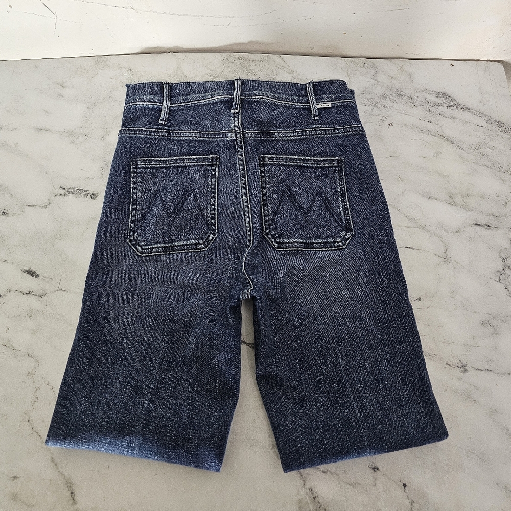 MOTHER The Hustler Ankle Fray Patch Pocket Straight Leg Blue Jeans 25 Preowned - Picture 8 of 12